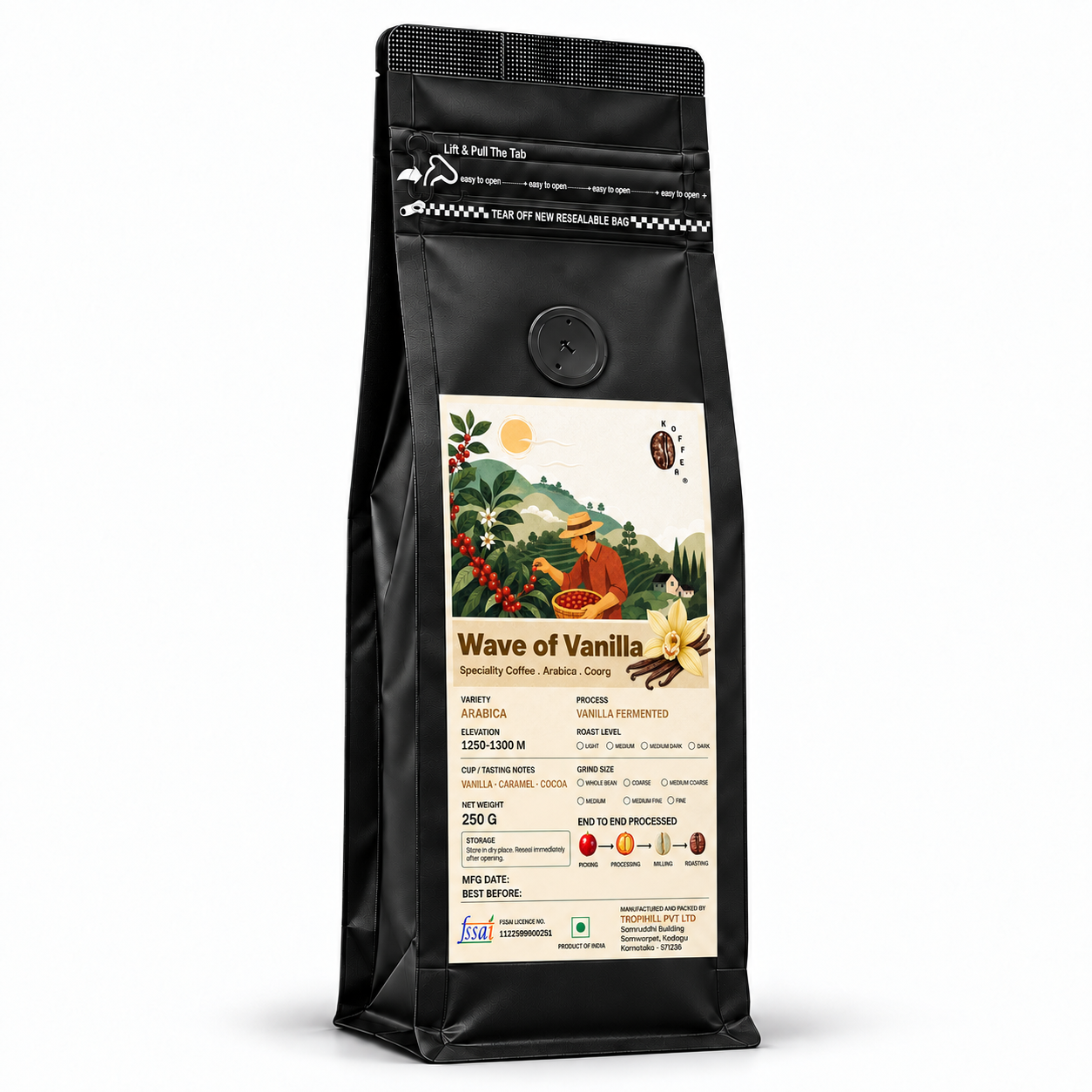 Wave of Vanilla Fermented Arabica Roasted Coffee Beans