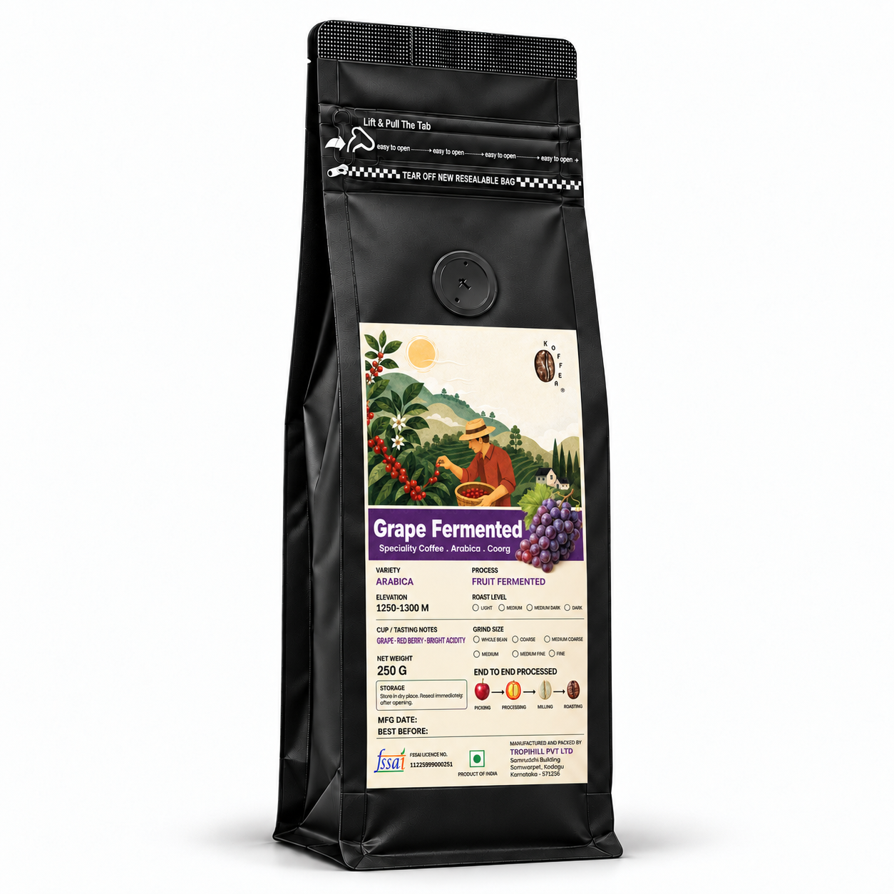 Grape Fermented Roasted Coffee Beans